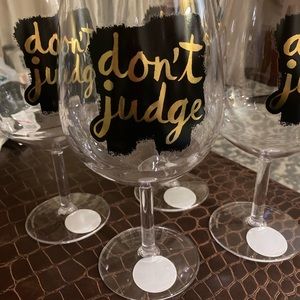 4 “Don’t Judge “ Wine Glasses BNWT
